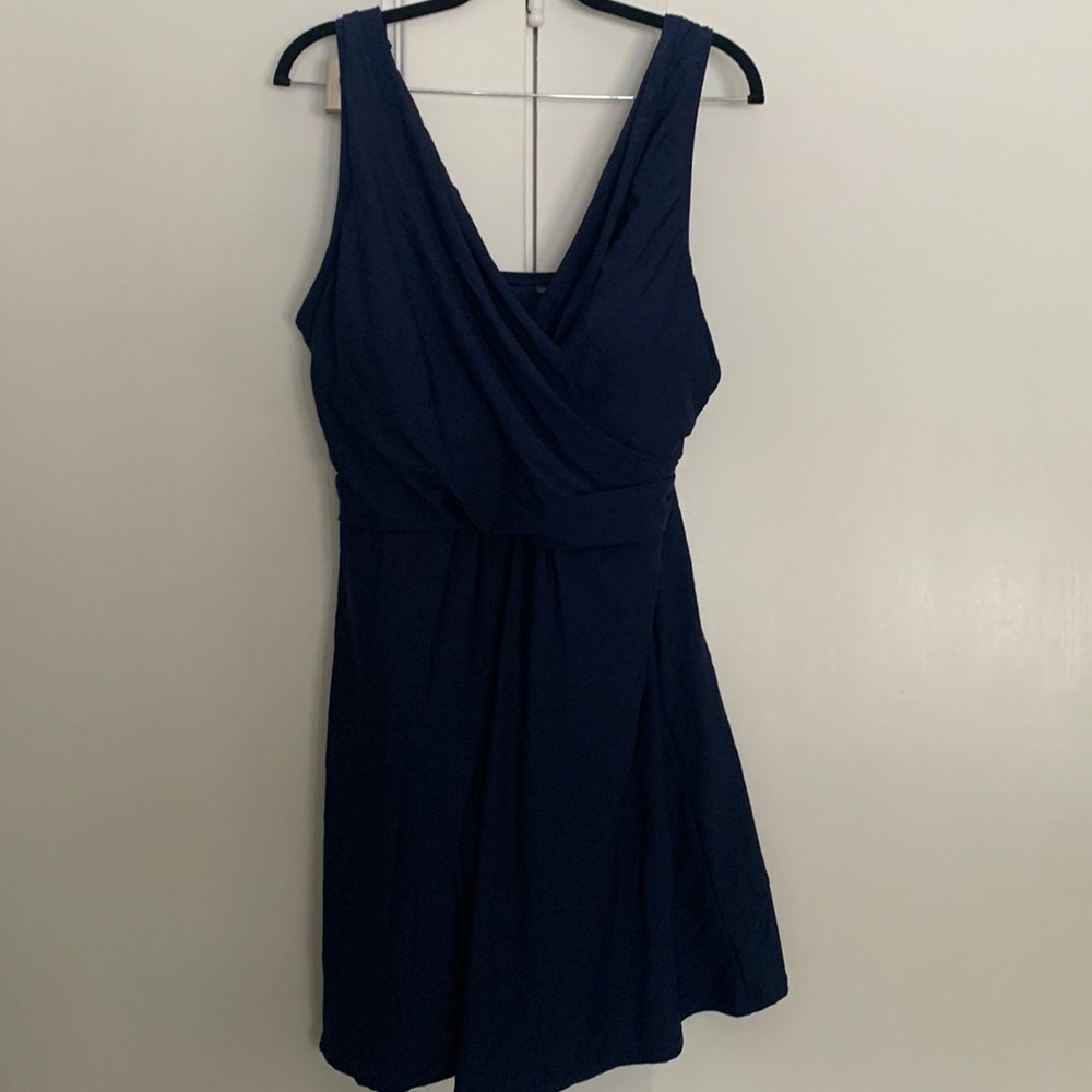 Lands End Womens Navy Blue Swim Dress Bathing Suit SIZE 16D